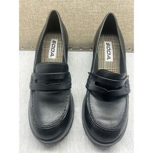 Soda Black Chunky Heel Platform Penny Loafer Shoes Women's Size 7M  New No Tags